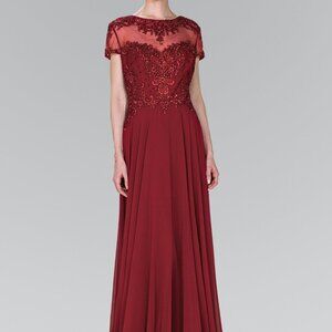 Illusion Neck A-Line Shape Evening Dress GSGL2406